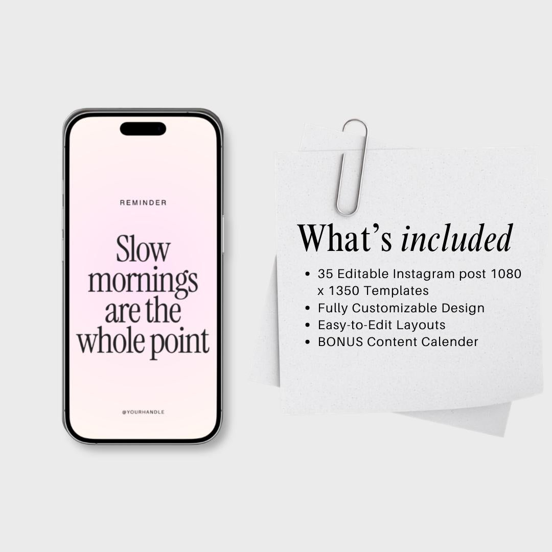 UGC Influencer Lifestyle Content Creator Instagram Templates, Pink Feminine Canva Templates for Social Media