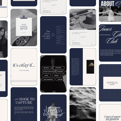 Aesthetic Dark Blue Instagram Templates Canva, Pinterest Inspired Social Media Post Templates, Bold Content Creator Kit, Modern Feed Designs