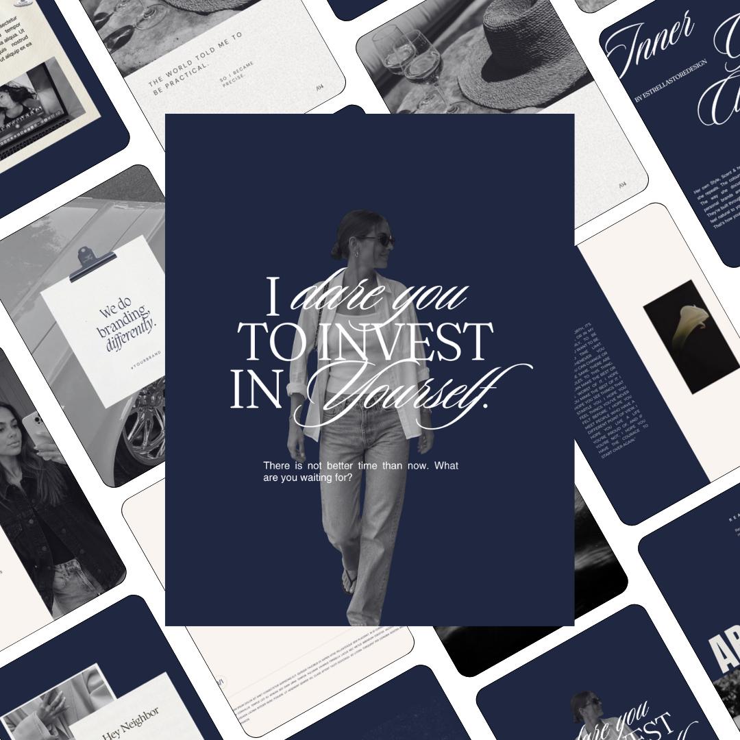Aesthetic Dark Blue Instagram Templates Canva, Pinterest Inspired Social Media Post Templates, Bold Content Creator Kit, Modern Feed Designs