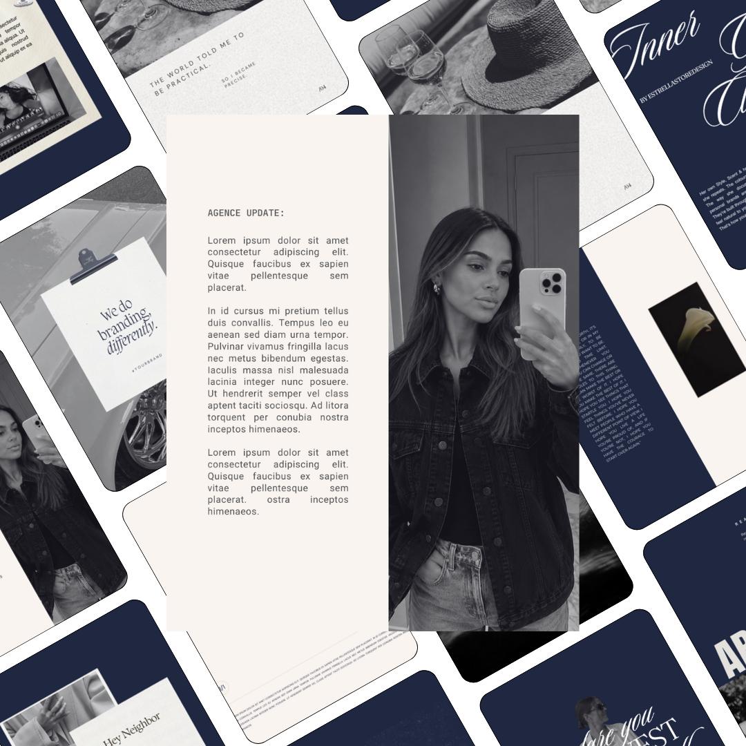 Aesthetic Dark Blue Instagram Templates Canva, Pinterest Inspired Social Media Post Templates, Bold Content Creator Kit, Modern Feed Designs