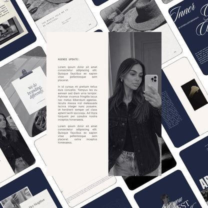 Aesthetic Dark Blue Instagram Templates Canva, Pinterest Inspired Social Media Post Templates, Bold Content Creator Kit, Modern Feed Designs