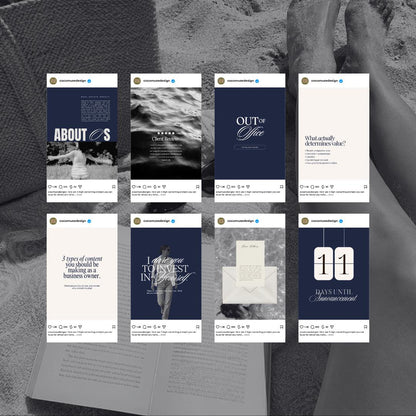 Aesthetic Dark Blue Instagram Templates Canva, Pinterest Inspired Social Media Post Templates, Bold Content Creator Kit, Modern Feed Designs