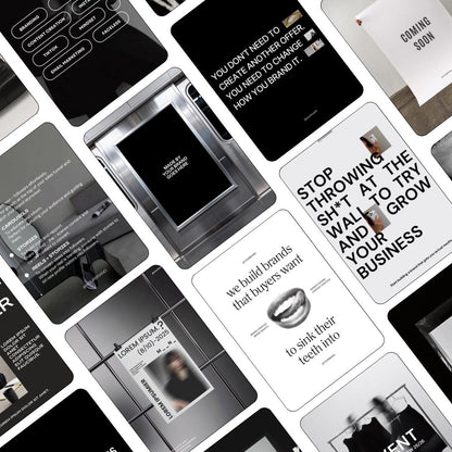 Editorial Instagram Templates Canva, Editable Social Media Templates for Business, Luxury Aesthetic Instagram Post, Black and White Template
