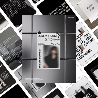 Editorial Instagram Templates Canva, Editable Social Media Templates for Business, Luxury Aesthetic Instagram Post, Black and White Template