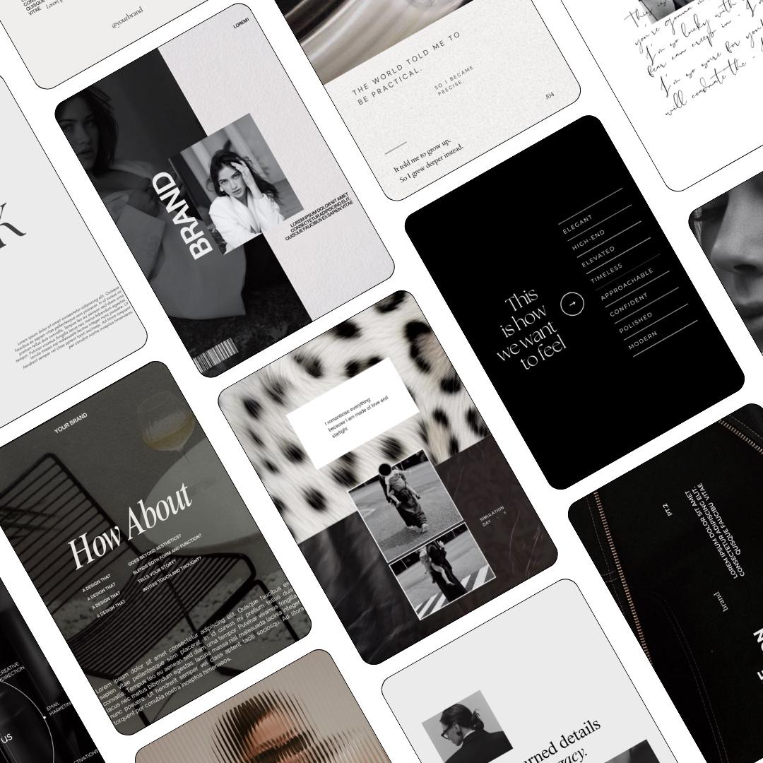 Editorial Instagram Templates Canva, Editable Social Media Templates for Business, Luxury Aesthetic Instagram Post, Black and White Template