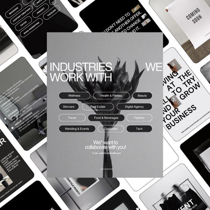 Editorial Instagram Templates Canva, Editable Social Media Templates for Business, Luxury Aesthetic Instagram Post, Black and White Template