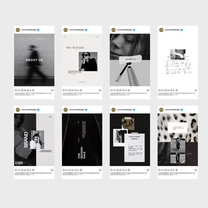 Editorial Instagram Templates Canva, Editable Social Media Templates for Business, Luxury Aesthetic Instagram Post, Black and White Template