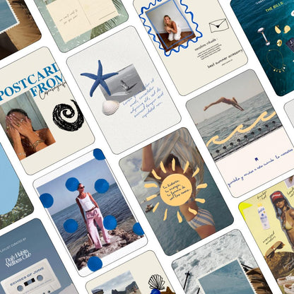 Coastal Summer Instagram Templates, Canva Social Media Kit (20 Editable Posts)
