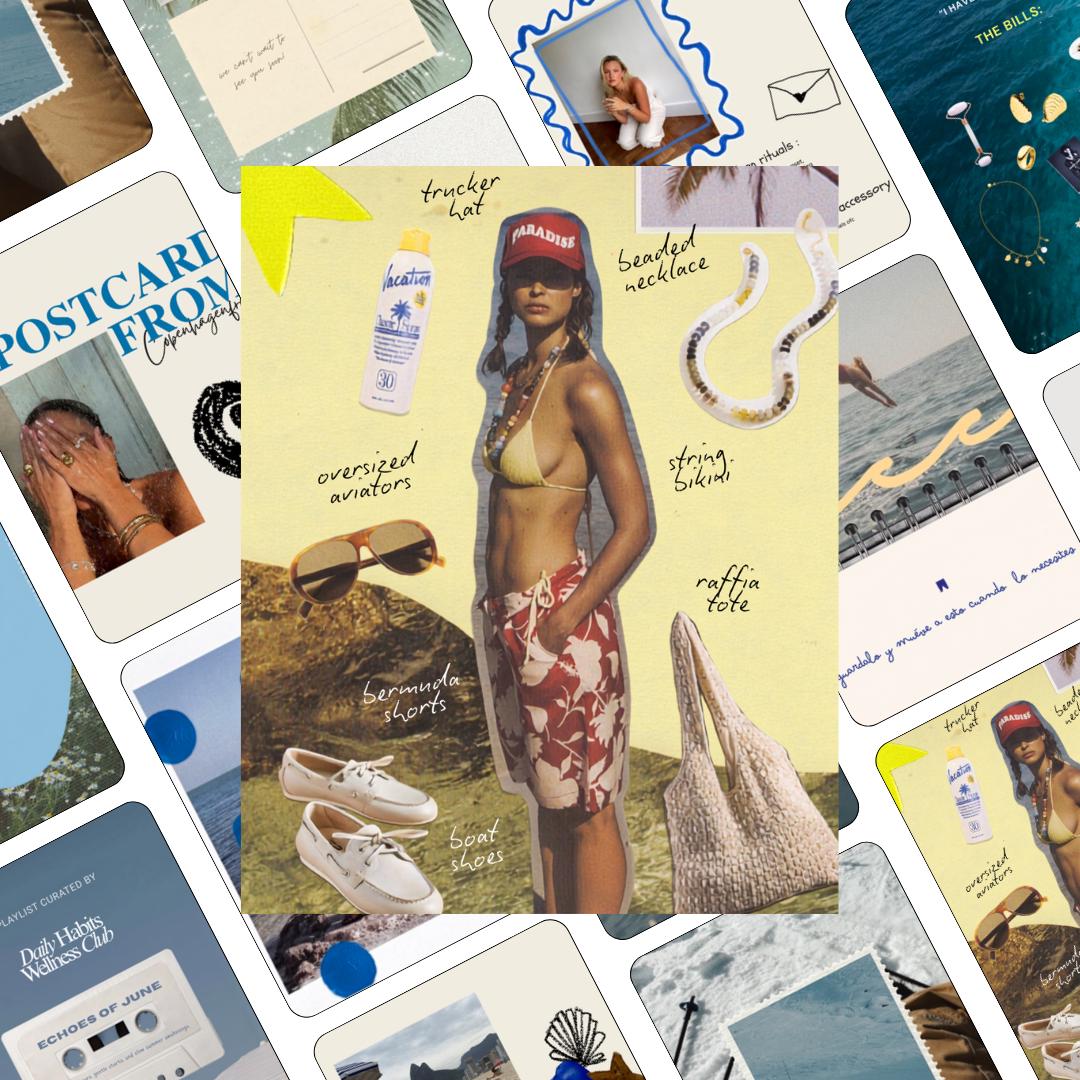 Coastal Summer Instagram Templates, Canva Social Media Kit (20 Editable Posts)