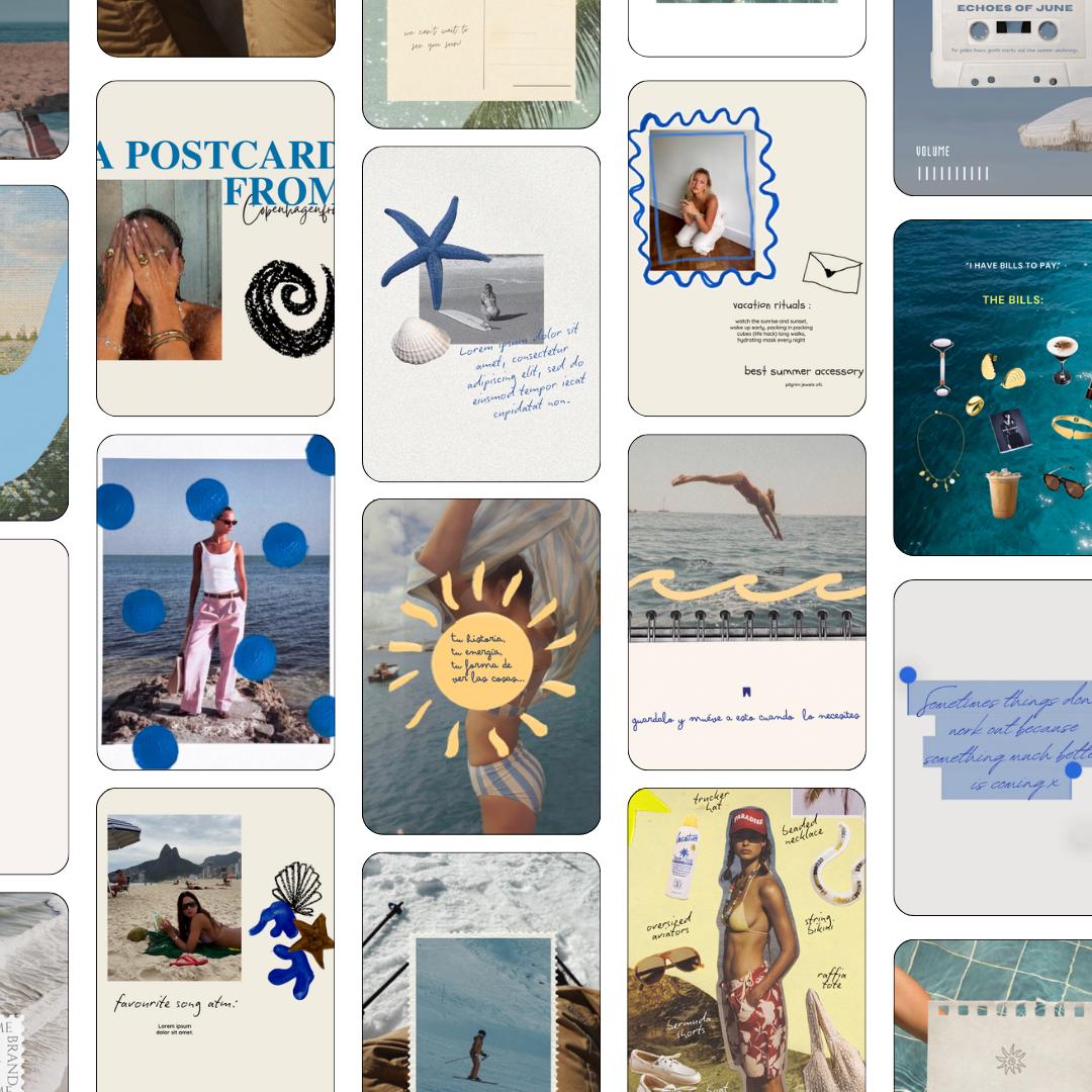 Surf Culture Summer Instagram Templates Canva, Trending Design, Social Media Kit Posts Carousels for Creators and Travel Content [Editable]