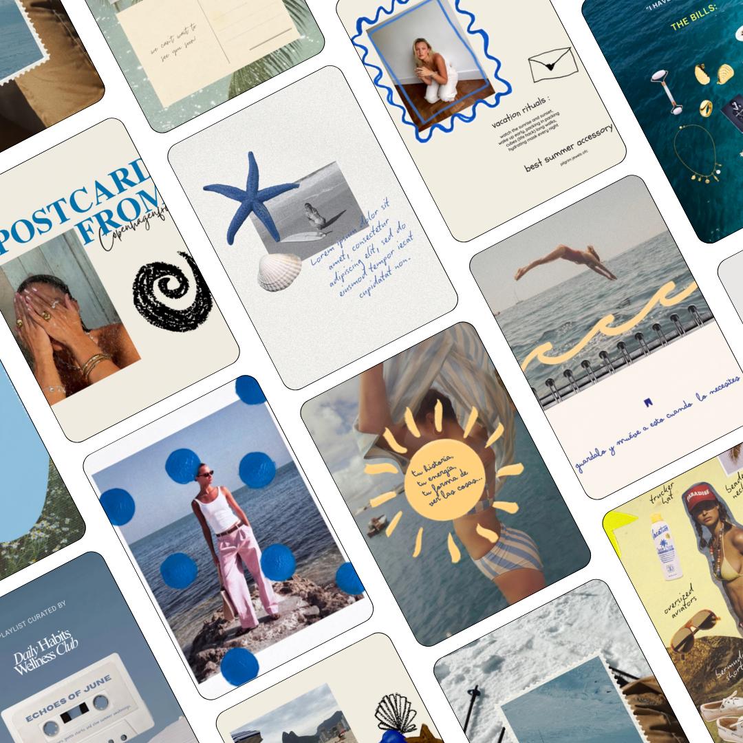Surf Culture Summer Instagram Templates Canva, Trending Design, Social Media Kit Posts Carousels for Creators and Travel Content [Editable]