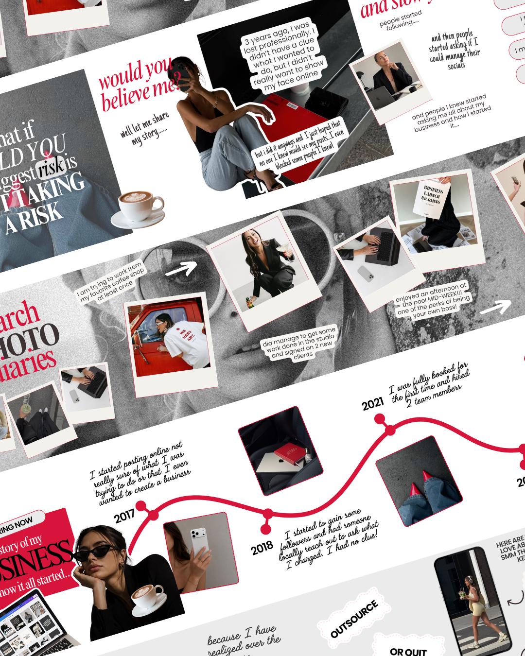 Seamless Instagram Carousel Post Templates - Social Media Manager Templates - Seamless Carousels - Portrait Instagram Posts - Red Black