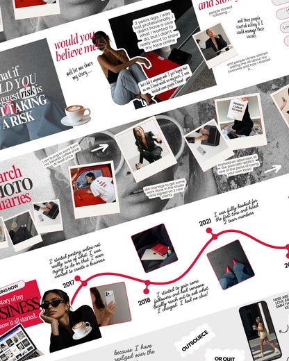 Seamless Instagram Carousel Post Templates - Social Media Manager Templates - Seamless Carousels - Portrait Instagram Posts - Red Black