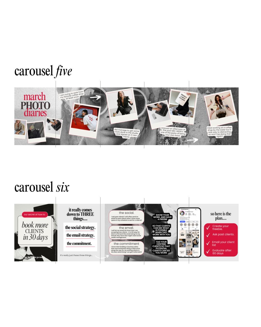 Seamless Instagram Carousel Post Templates - Social Media Manager Templates - Seamless Carousels - Portrait Instagram Posts - Red Black