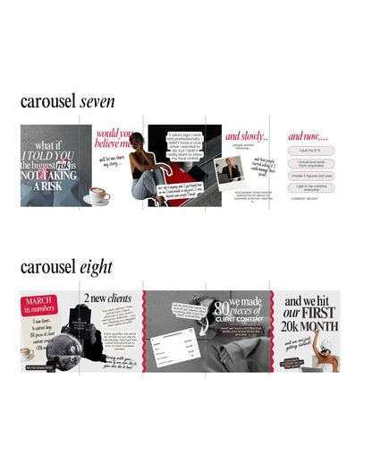 Seamless Instagram Carousel Post Templates - Social Media Manager Templates - Seamless Carousels - Portrait Instagram Posts - Red Black