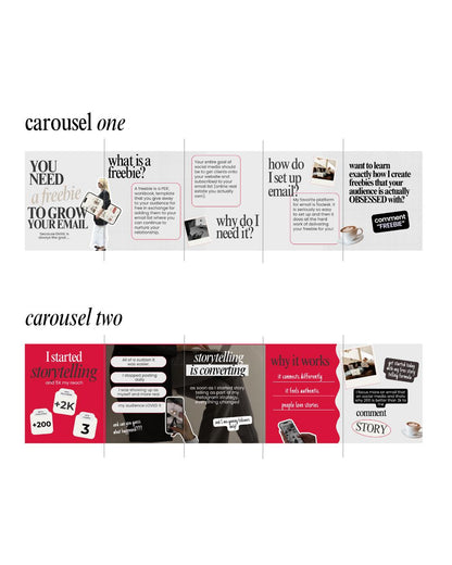 Seamless Instagram Carousel Post Templates - Social Media Manager Templates - Seamless Carousels - Portrait Instagram Posts - Red Black