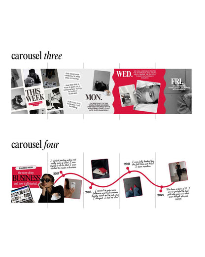 Seamless Instagram Carousel Post Templates - Social Media Manager Templates - Seamless Carousels - Portrait Instagram Posts - Red Black
