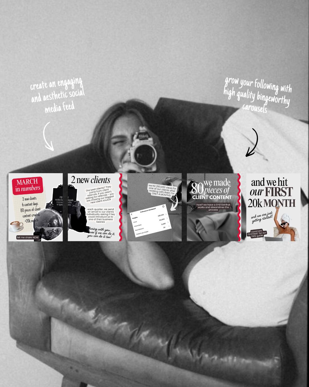 Seamless Instagram Carousel Post Templates - Social Media Manager Templates - Seamless Carousels - Portrait Instagram Posts - Red Black