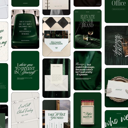 Pinterest Inspired Social Media Templates |  Emerald Green | Editable Social Media for Business Owners Aesthetic