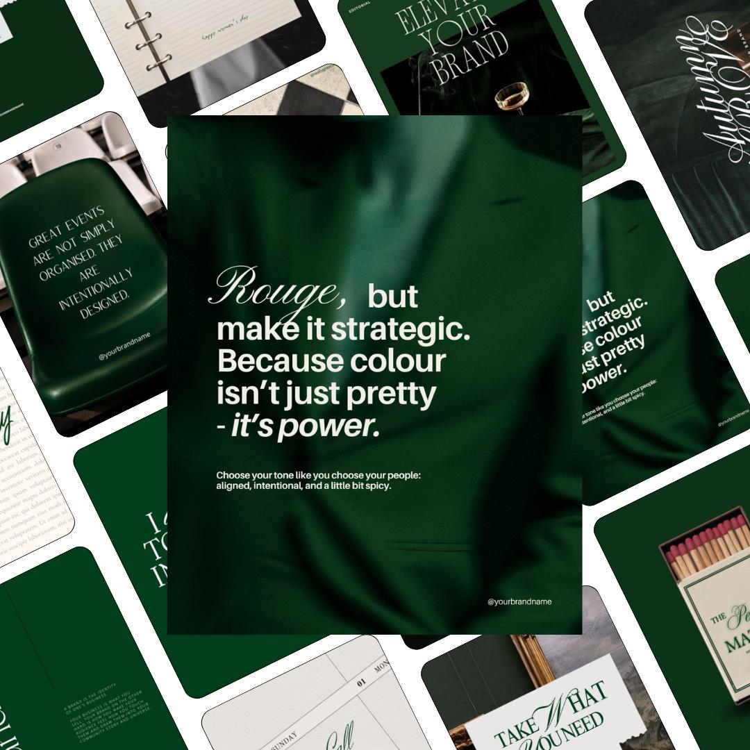 Pinterest Inspired Social Media Templates |  Emerald Green | Editable Social Media for Business Owners Aesthetic