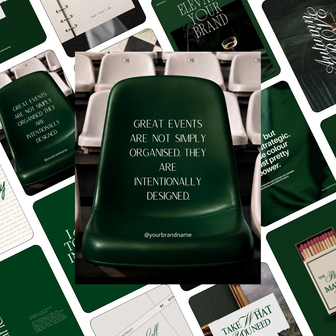 Pinterest Inspired Social Media Templates |  Emerald Green | Editable Social Media for Business Owners Aesthetic