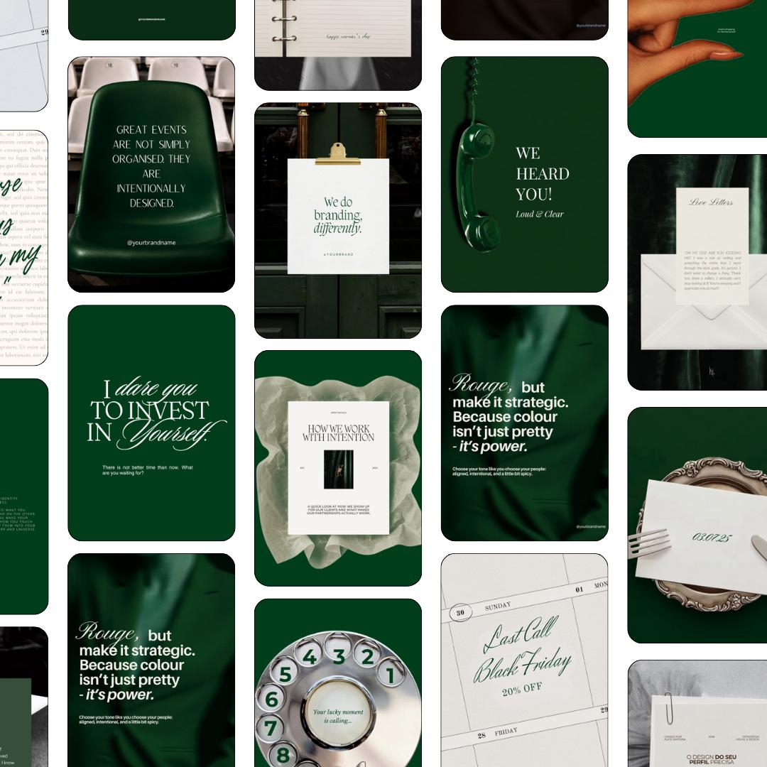 Pinterest Inspired Social Media Templates |  Emerald Green | Editable Social Media for Business Owners Aesthetic