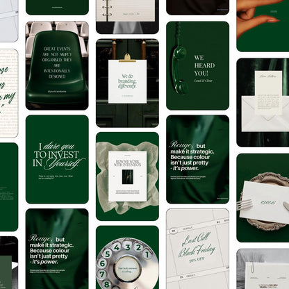 Pinterest Inspired Social Media Templates |  Emerald Green | Editable Social Media for Business Owners Aesthetic