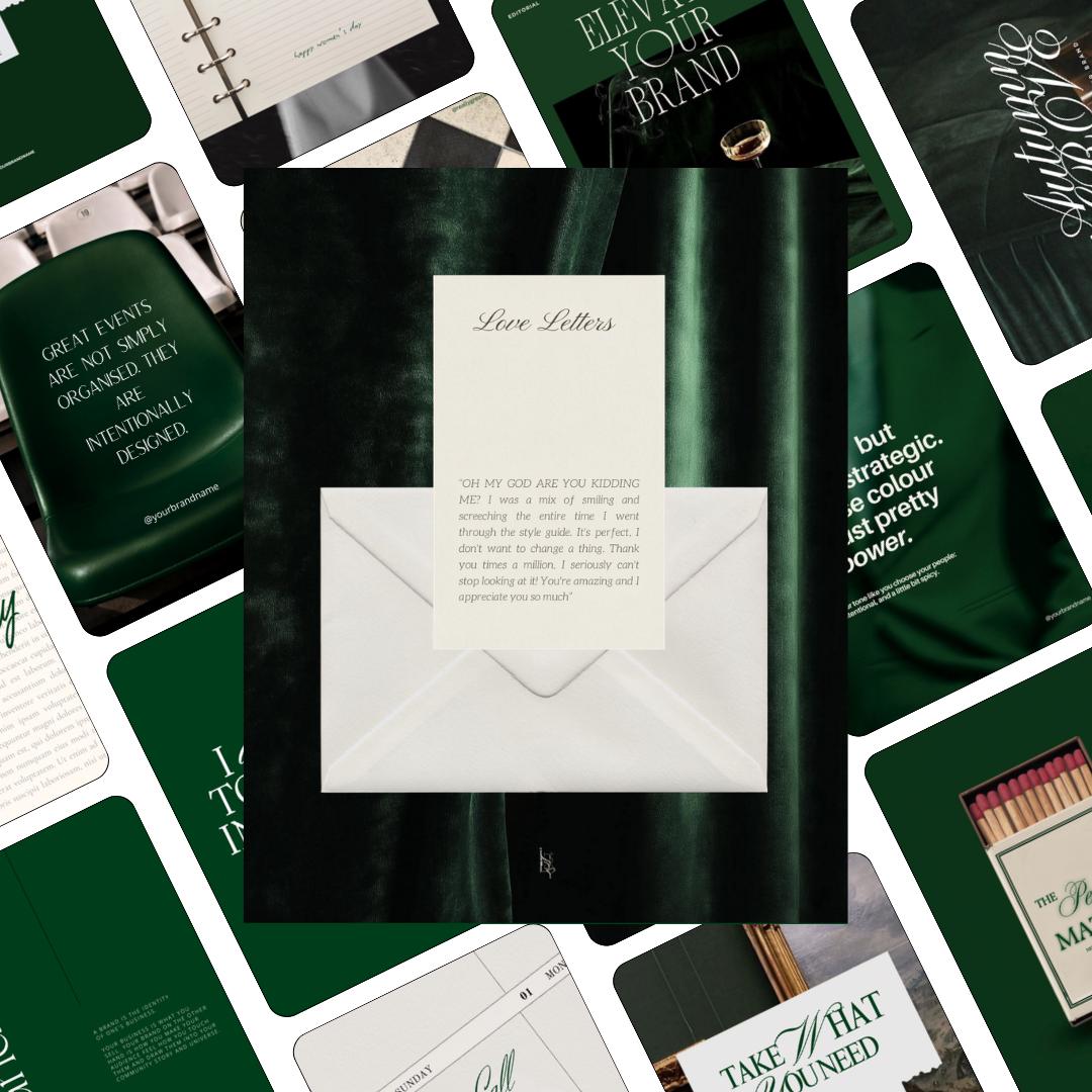 Pinterest Inspired Social Media Templates |  Emerald Green | Editable Social Media for Business Owners Aesthetic