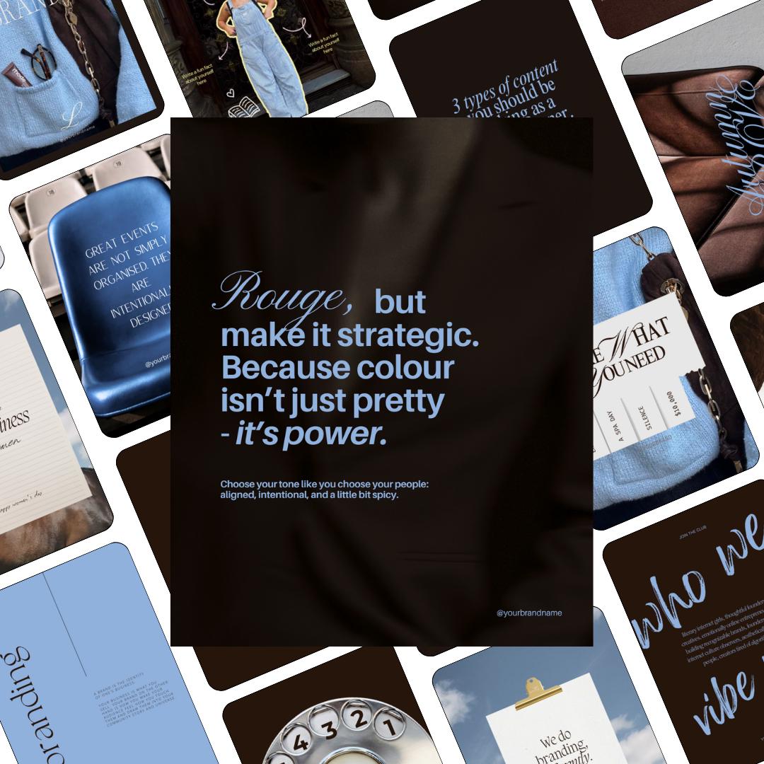 Pinterest Inspired Social Media Templates |  Blue Dark Brown | Editable Social Media for Business Owners Aesthetic