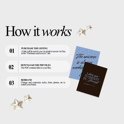 Pinterest Inspired Social Media Templates |  Blue Dark Brown | Editable Social Media for Business Owners Aesthetic