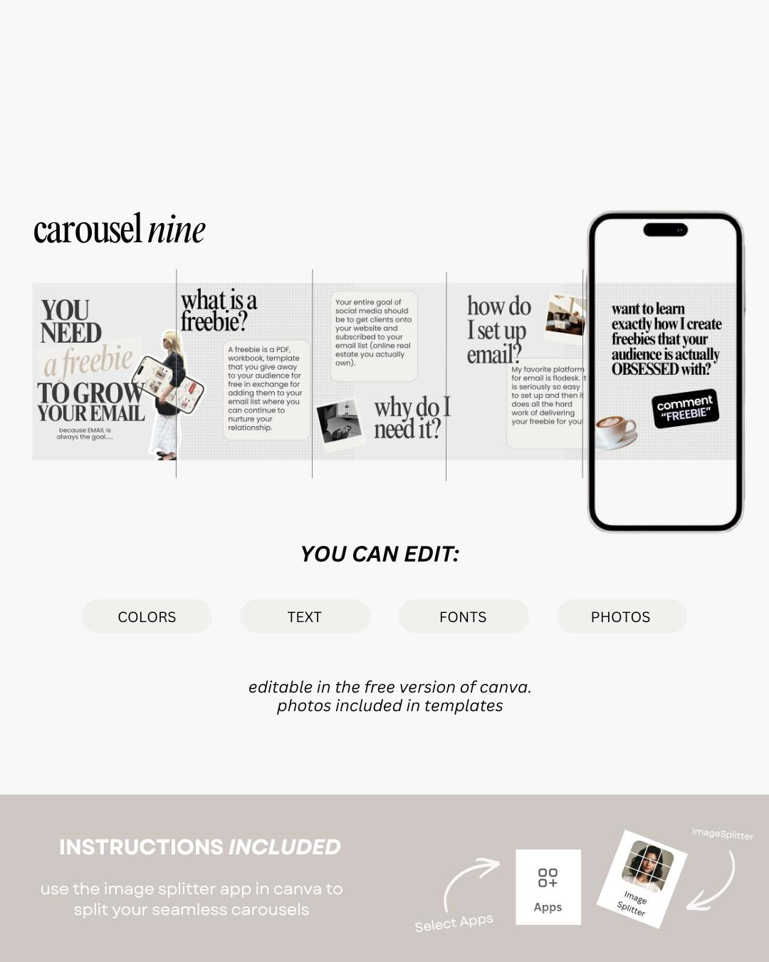 Seamless Instagram Carousel Post Templates - Social Media Manager Templates - Seamless Carousels - Portrait Instagram Posts - Neutral