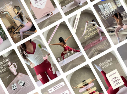 Viral Pilates Reel Templates| Studio & Instructor Social Media (Canva) Pink, Yellow  | Instagram Reels for iOS | TikTok Vlog Video Templates