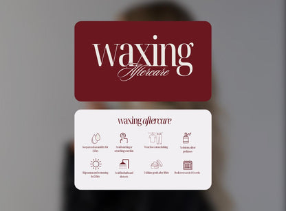 Waxing Aftercare Cards | Waxing Care Card for Clients | Editable Printable Salon Template | Beauty Business Card