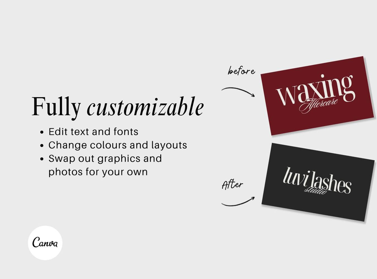 Waxing Aftercare Cards | Waxing Care Card for Clients | Editable Printable Salon Template | Beauty Business Card