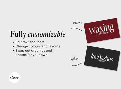 Waxing Aftercare Cards | Waxing Care Card for Clients | Editable Printable Salon Template | Beauty Business Card