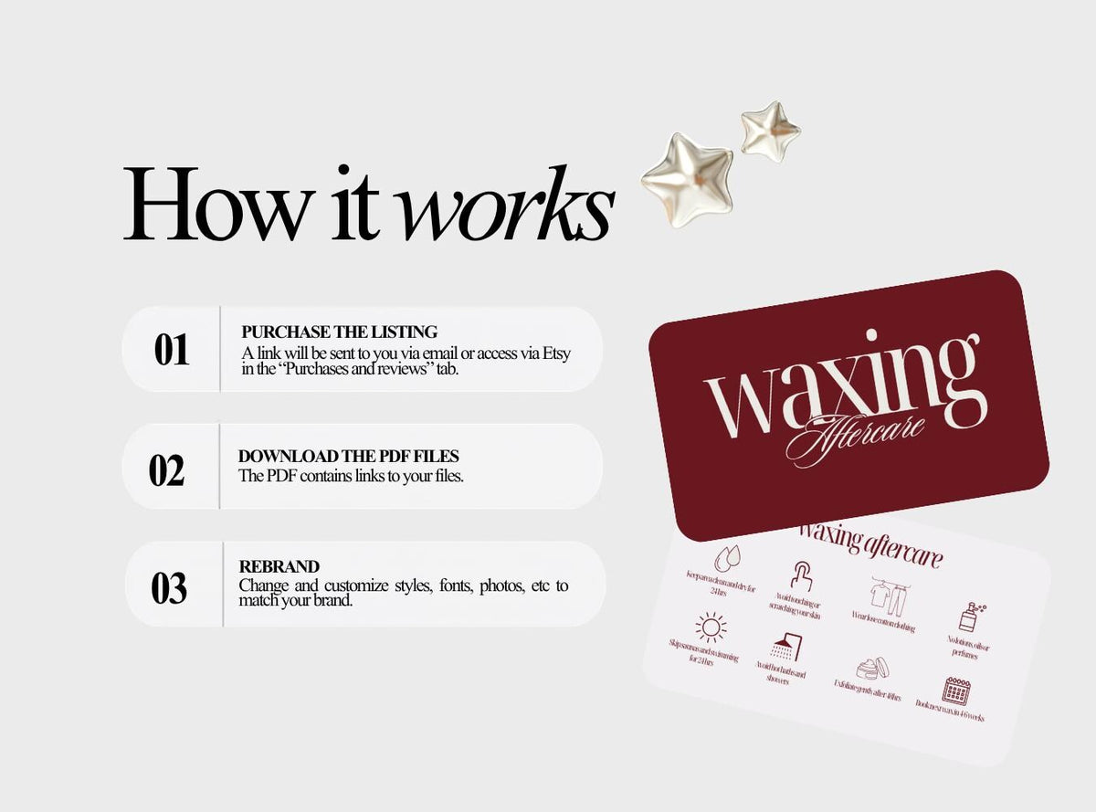 Waxing Aftercare Cards | Waxing Care Card for Clients | Editable Printable Salon Template | Beauty Business Card