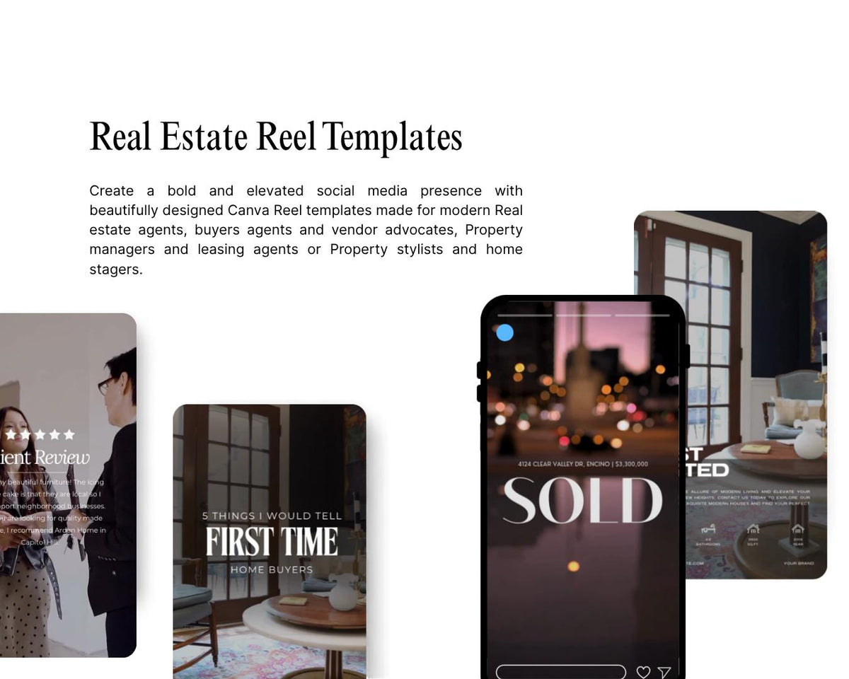 Real Estate Video Reel TikTok Canva Video Reels | Real Estate Social Media | Real Estate Marketing | Instagram Canva Template | Templates
