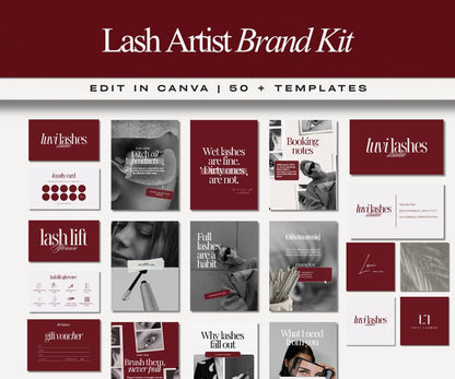 Lash Artist Branding Kit | Beauty Instagram Template | Branding Kit | Lash Tech Business | Burgundy Beauty Branding | Branding Bundle