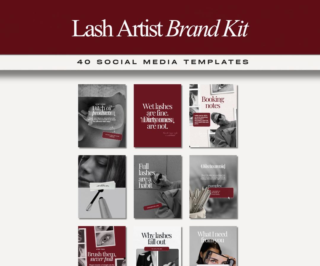 Lash Artist Branding Kit | Beauty Instagram Template | Branding Kit | Lash Tech Business | Burgundy Beauty Branding | Branding Bundle