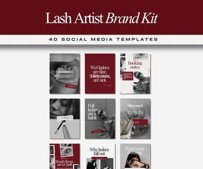 Lash Artist Branding Kit | Beauty Instagram Template | Branding Kit | Lash Tech Business | Burgundy Beauty Branding | Branding Bundle
