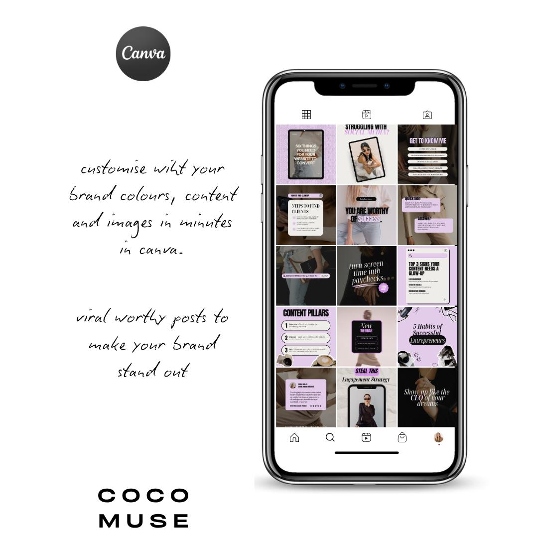 Bold Instagram Templates for Social Media Managers | Canva SMM Posts (Purple)