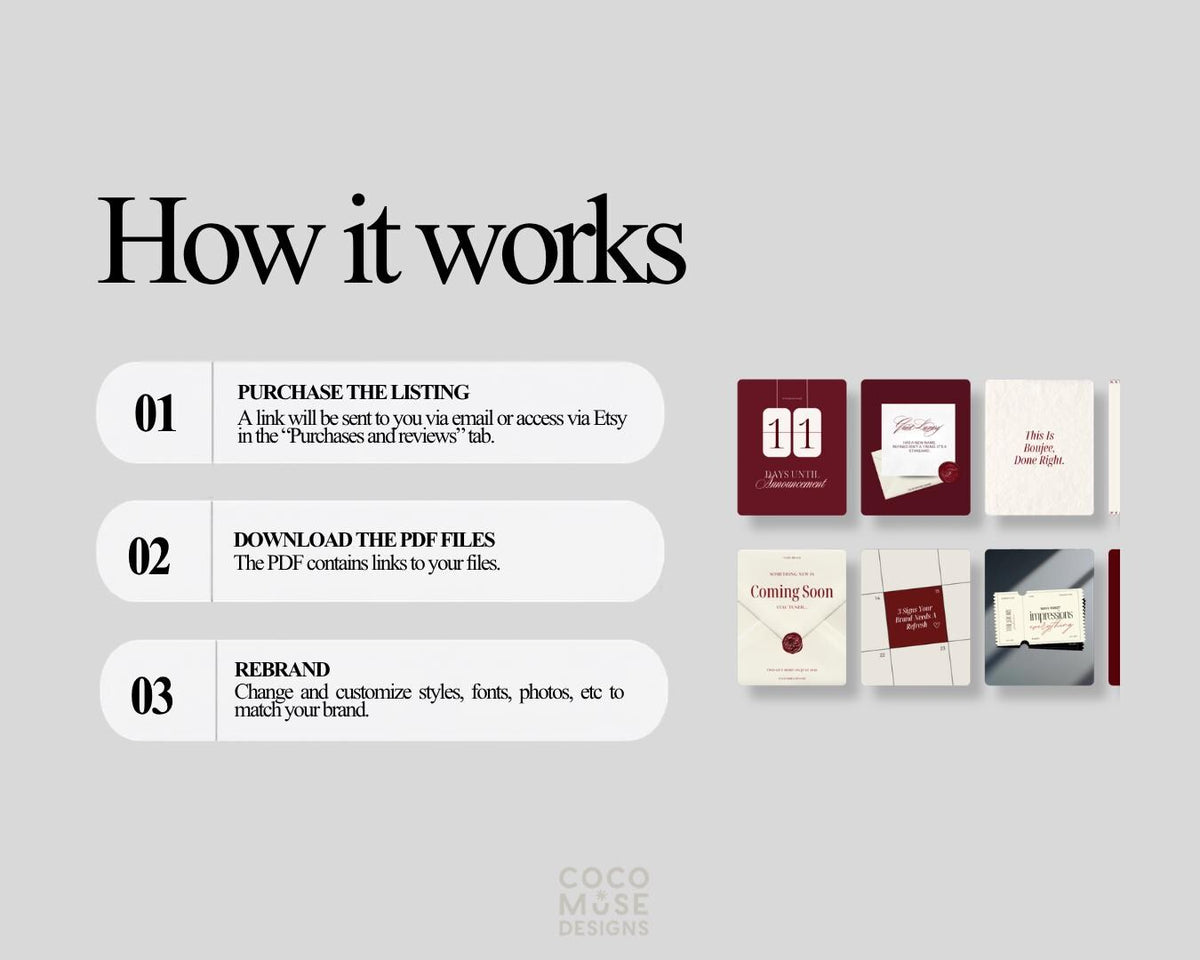 Burgendy Canva Instagram Templates | 60 Posts | Dark Red | Editable Social Media for Business Owners Aesthetic