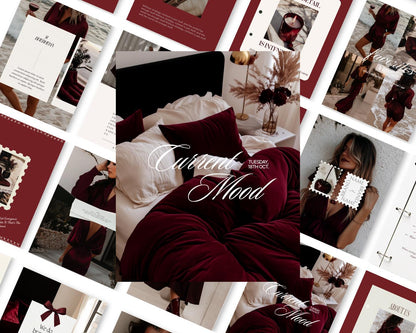 Cherry Red Instagram Canva Templates, Dark Feminine Branding