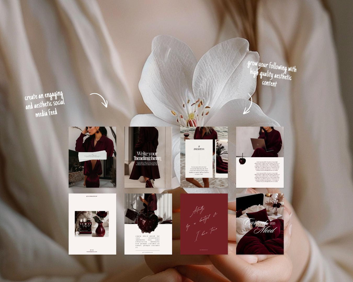 Cherry Red Instagram Canva Templates, Dark Feminine Branding