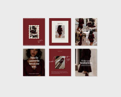 Cherry Red Instagram Canva Templates, Dark Feminine Branding