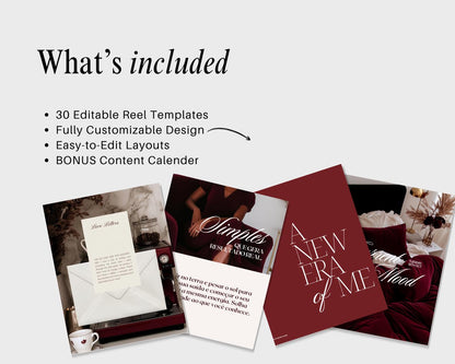 Cherry Red Instagram Canva Templates, Dark Feminine Branding