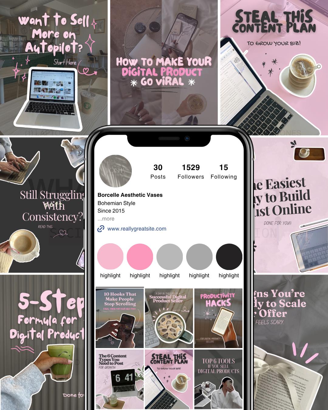 400+ Faceless Instagram Carousel Templates | Aesthetic Canva Social Media Kit | TikTok & IG Slides | PLR MRR Digital Product
