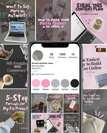 400+ Faceless Instagram Carousel Templates | Aesthetic Canva Social Media Kit | TikTok & IG Slides | PLR MRR Digital Product