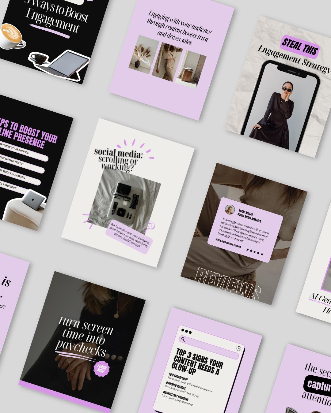 400+ Faceless Instagram Carousel Templates | Aesthetic Canva Social Media Kit | TikTok & IG Slides | PLR MRR Digital Product