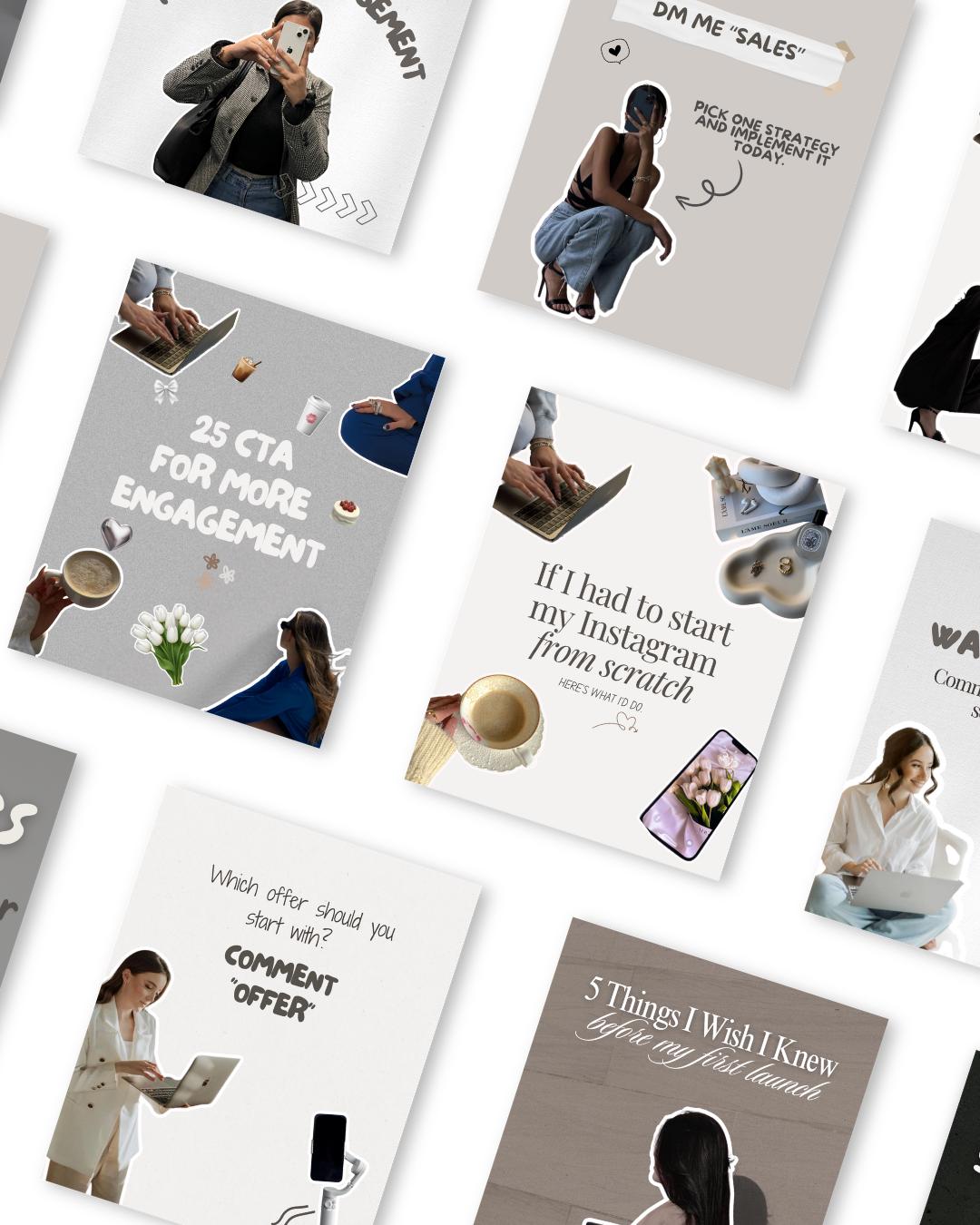 400+ Faceless Instagram Carousel Templates | Aesthetic Canva Social Media Kit | TikTok & IG Slides | PLR MRR Digital Product
